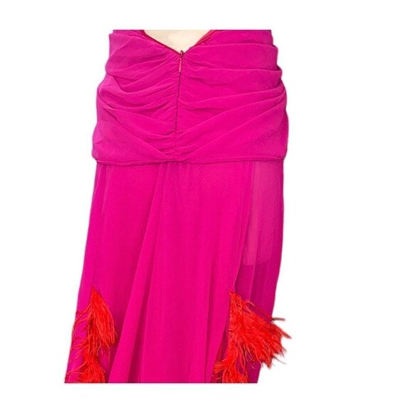 NERVI Maria Clara Feather Dress in Fuchsia 36 New Womens Long Maxi Heart Gown - Picture 10 of 16